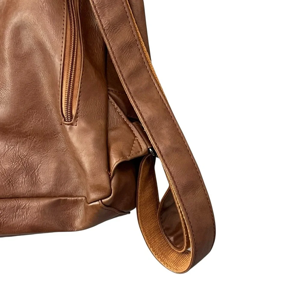 LXY Vegan Leather Backpack Vintage Style Bookbag Unisex